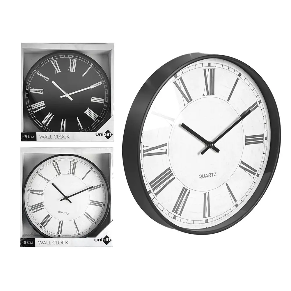 Unigift 12Inch/30cm Classic Wall Clock Roman Numerals Assorted Colour Home Decor