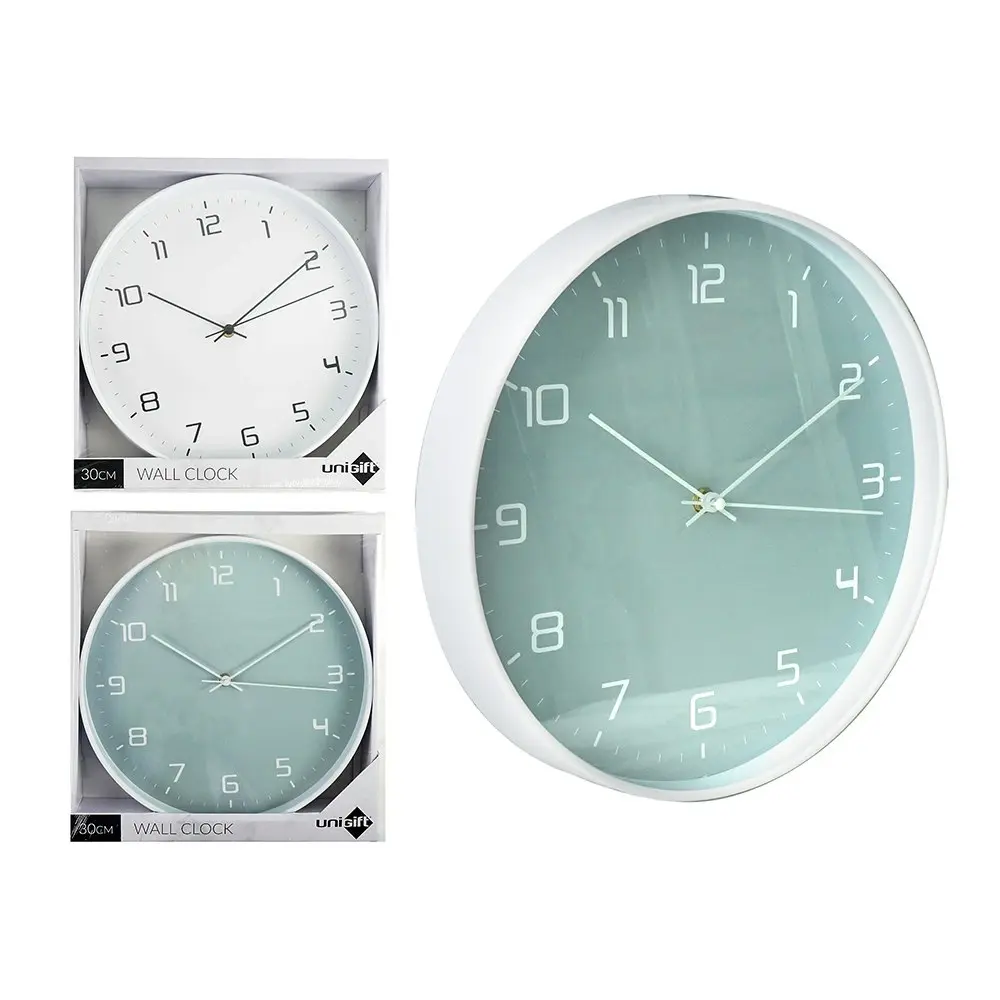 Unigift 12Inch/30cm Classic Wall Clock White/Grey Assorted Colours Home Decor