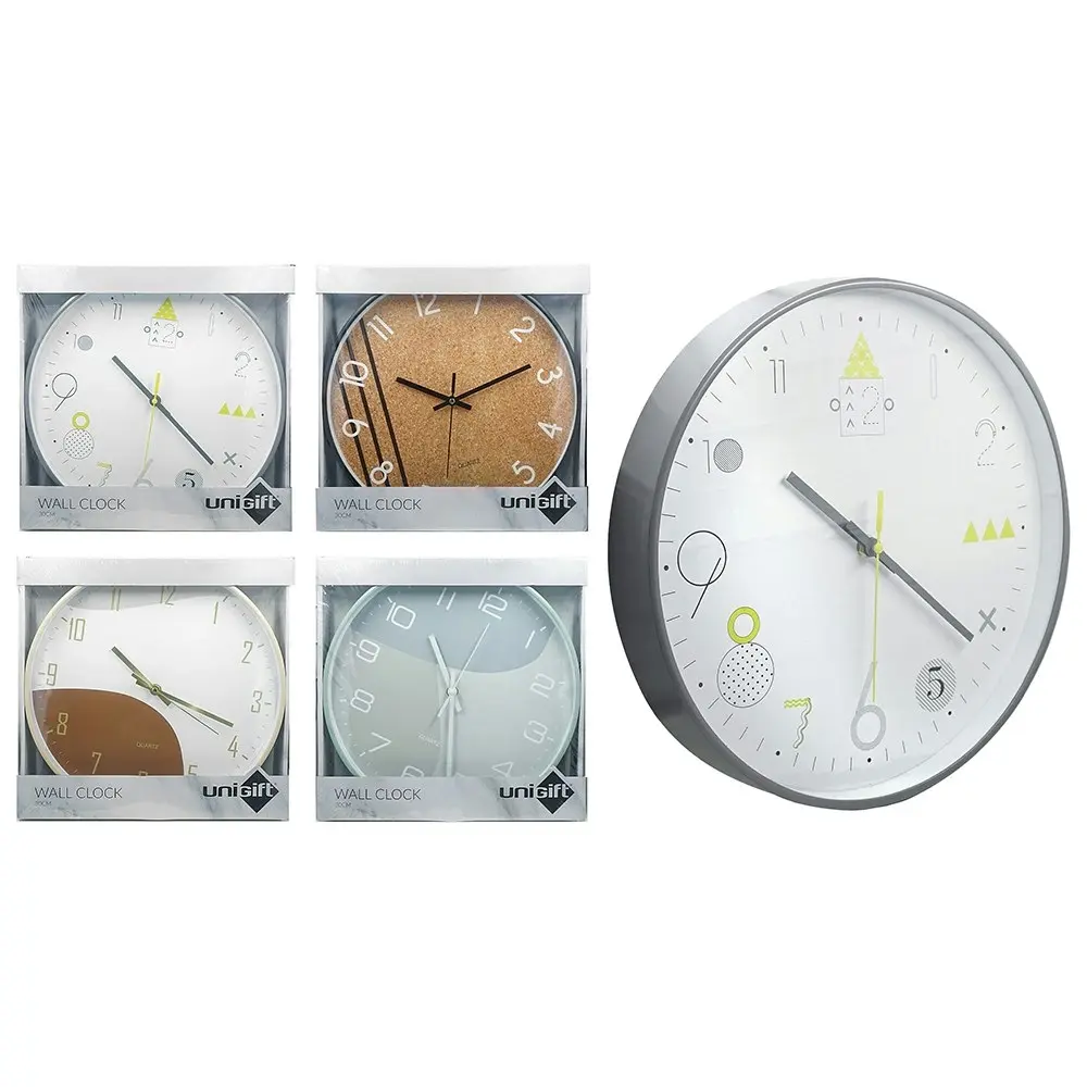 Unigift Modern Round 30cm Wall Clock Analogue Hanging Home Room Decor Assorted