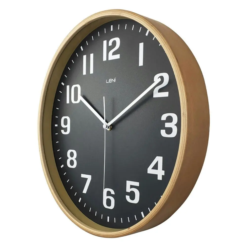 Leni Wooden Contemporary Home Decorative Wall Timepiece Clock 32cm Black