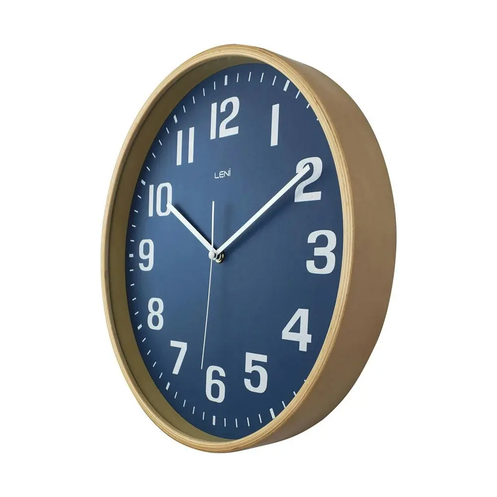 Leni Wooden Contemporary Home Decorative Wall Timepiece Clock 32cm Navy