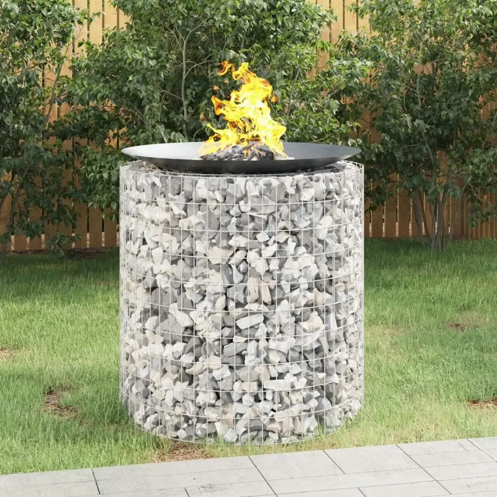 Gabion Fire Pit Ø 100 cm Galvanised Iron 153561