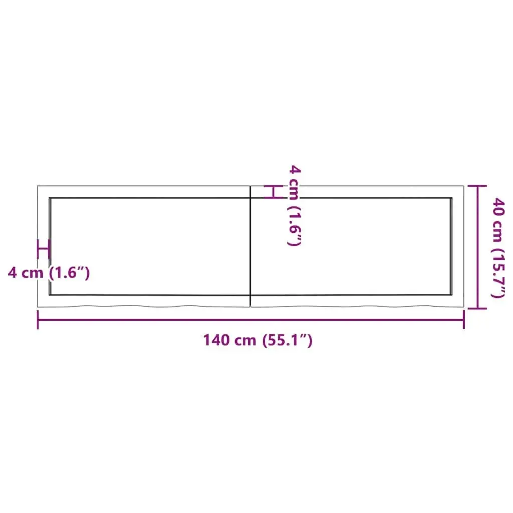 Bathroom Countertop Dark Brown 140x40x4 cm Treated Solid Wood 3156243