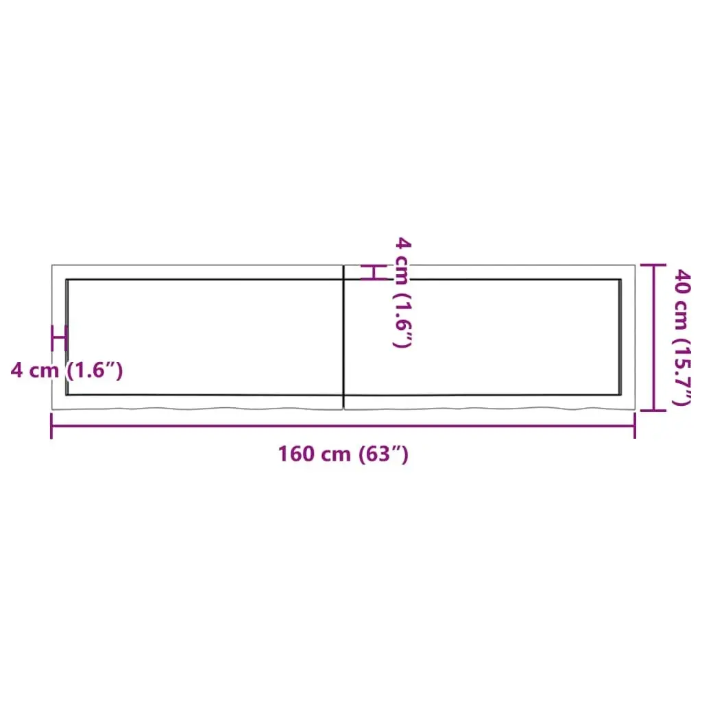 Bathroom Countertop Dark Brown 160x40x4 cm Treated Solid Wood 3156251