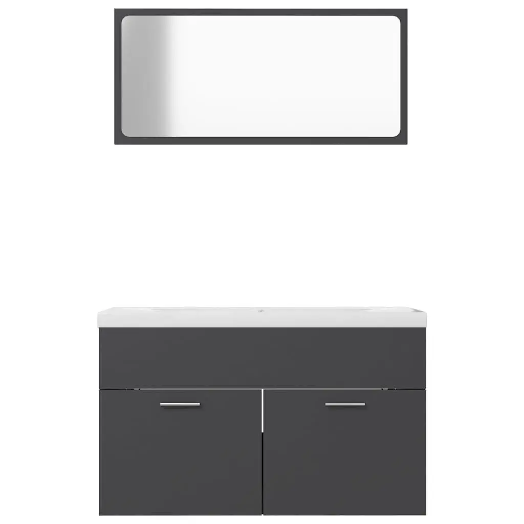 Bathroom Furniture Set Grey Engineered Wood 3070876