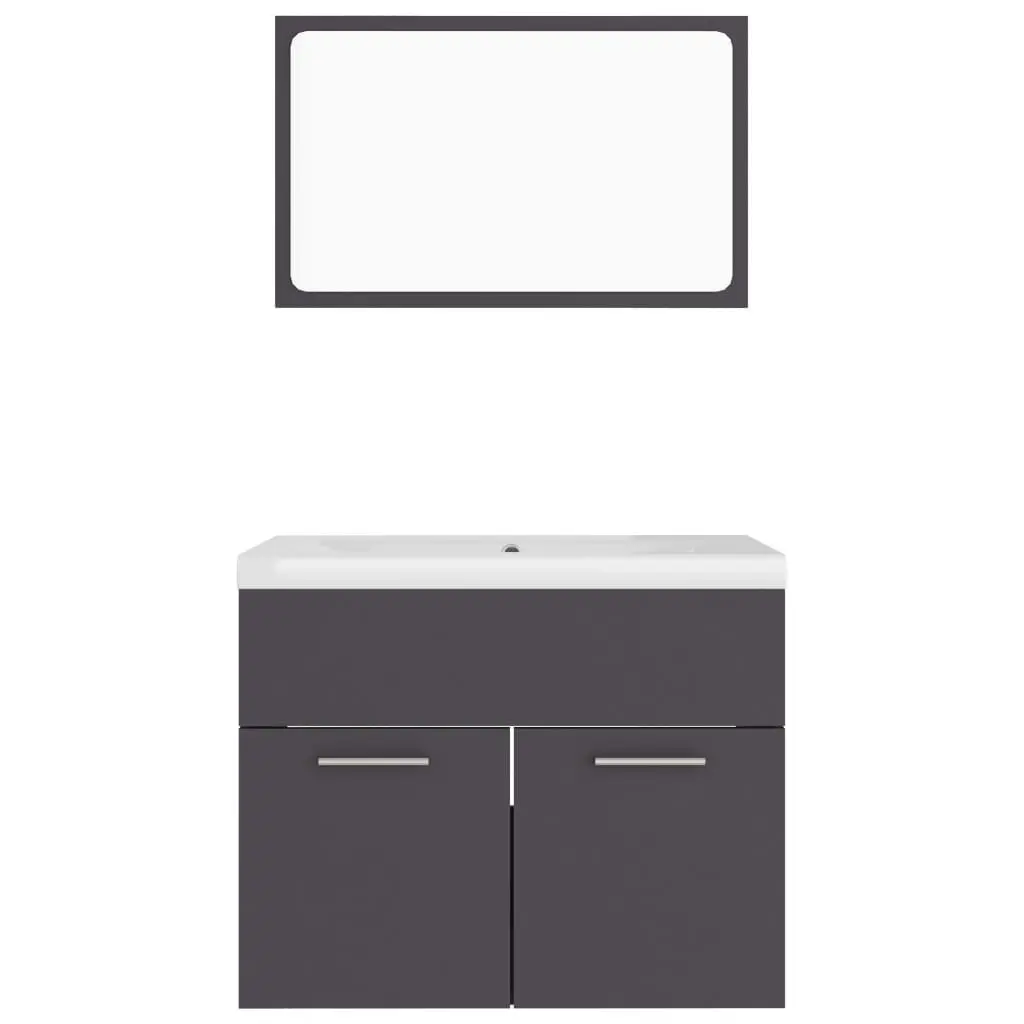 Bathroom Furniture Set Grey Engineered Wood 3070867