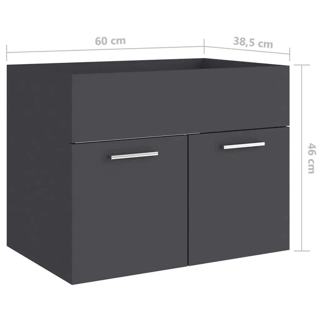 Bathroom Furniture Set Grey Engineered Wood 3070867