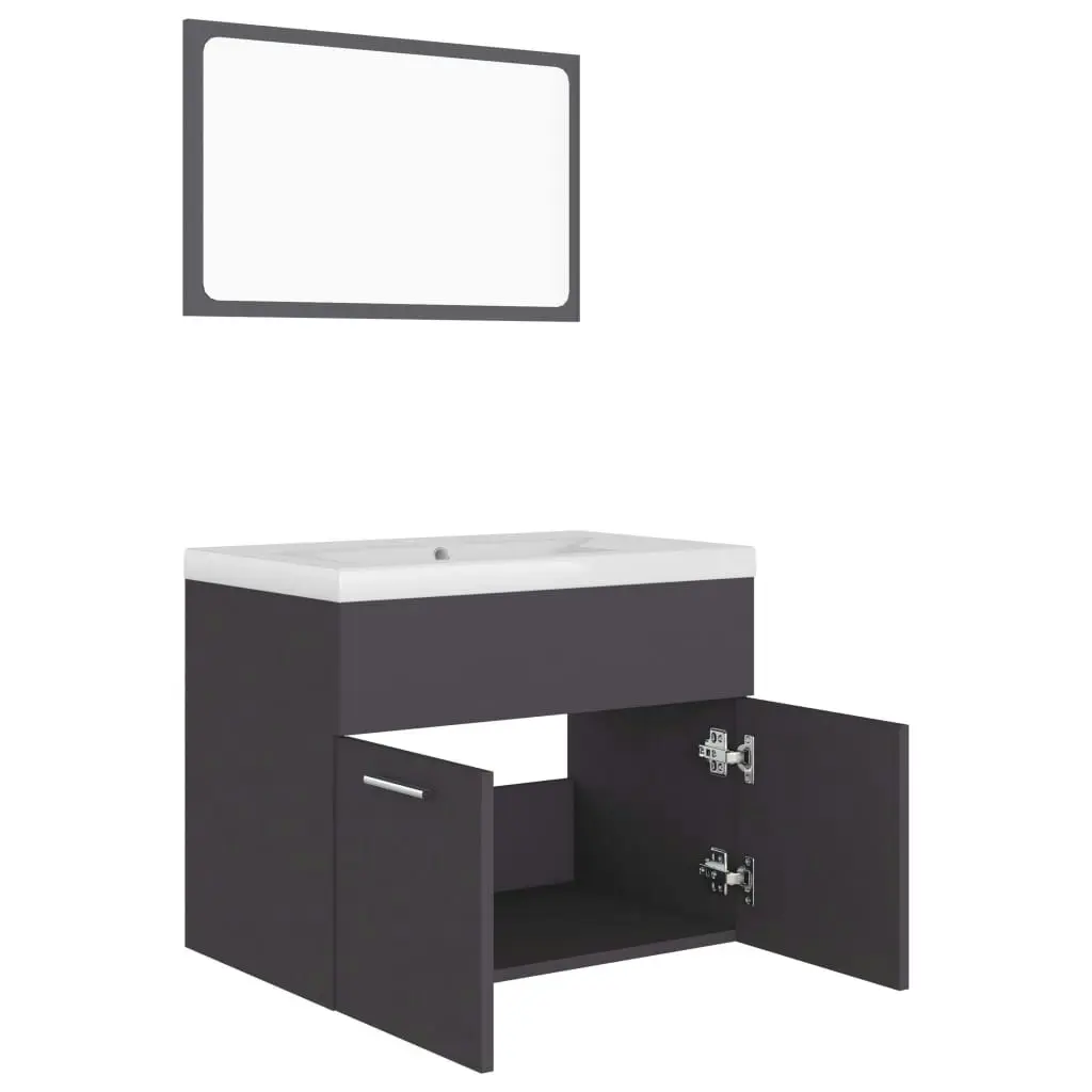 Bathroom Furniture Set Grey Engineered Wood 3070867