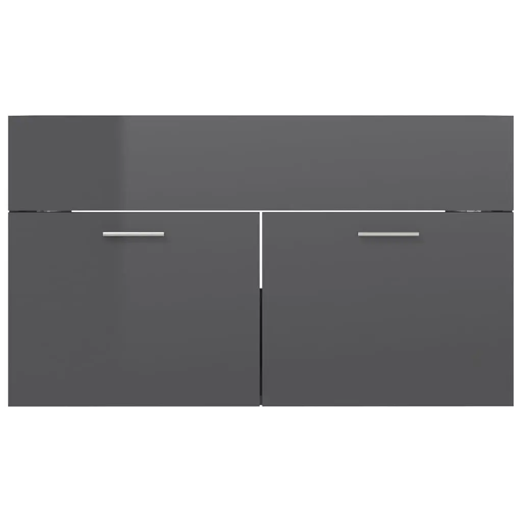 Bathroom Furniture Set High Gloss Grey Engineered Wood 3070882