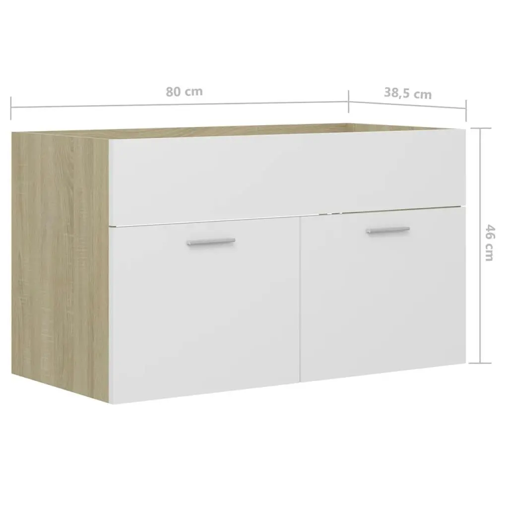 Bathroom Furniture Set White and Sonoma Oak Engineered Wood 3070879