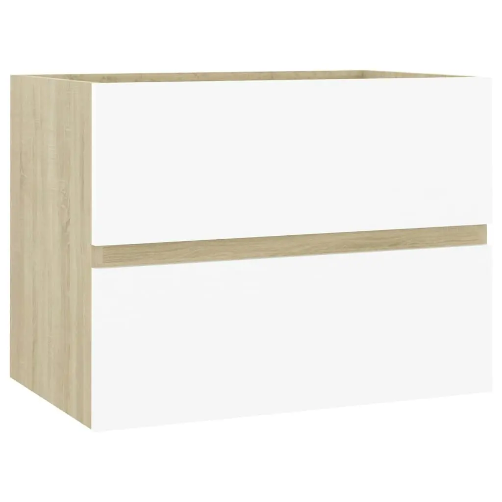 Bathroom Furniture Set White and Sonoma Oak Engineered Wood 3071590