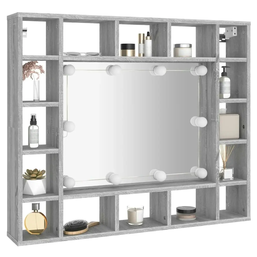 Mirror Cabinet with LED Grey Sonoma 91x15x76.5 cm 820449