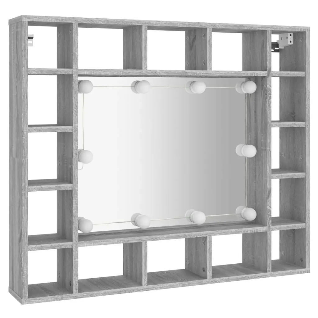 Mirror Cabinet with LED Grey Sonoma 91x15x76.5 cm 820449