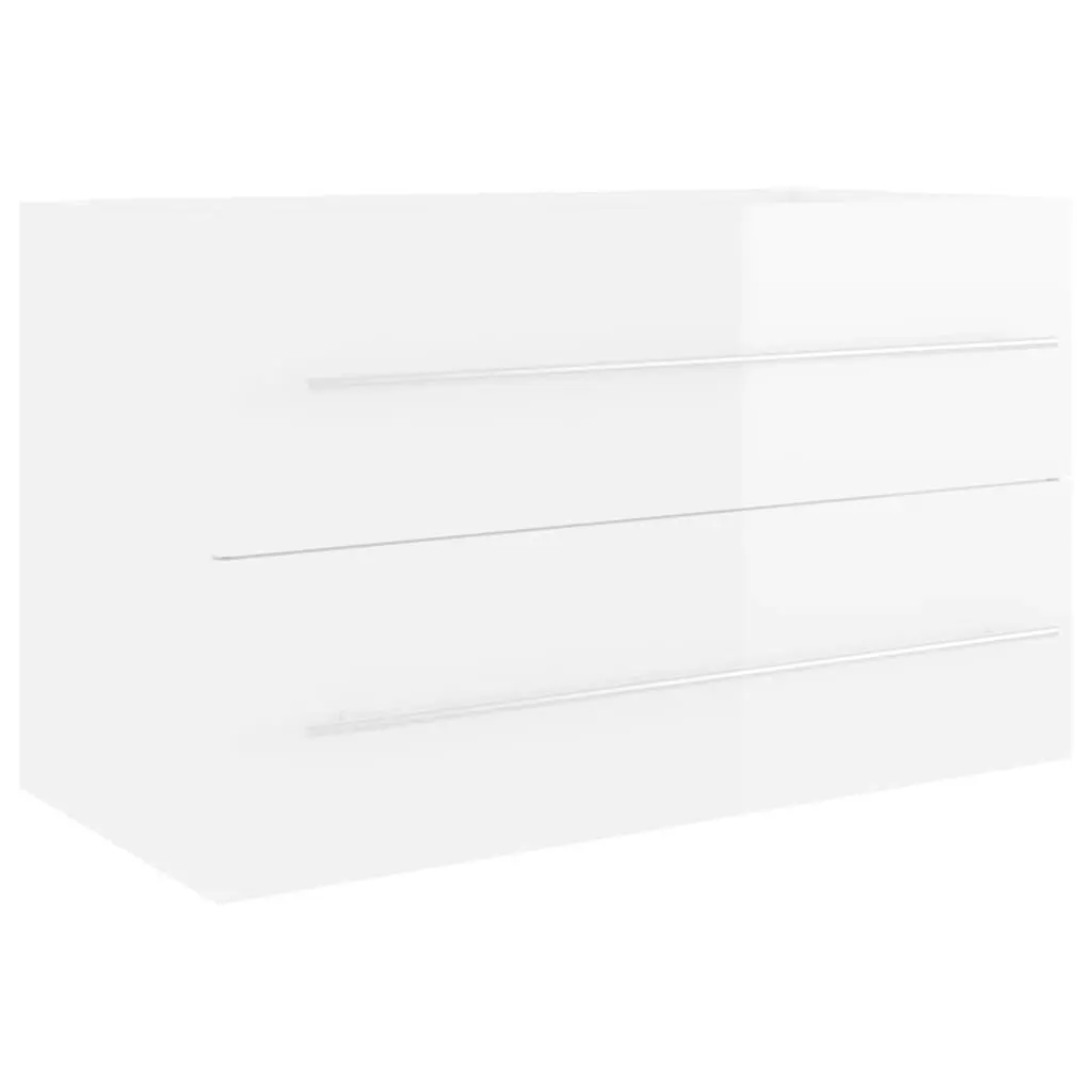 2 Piece Bathroom Furniture Set High Gloss White Engineered Wood 804842