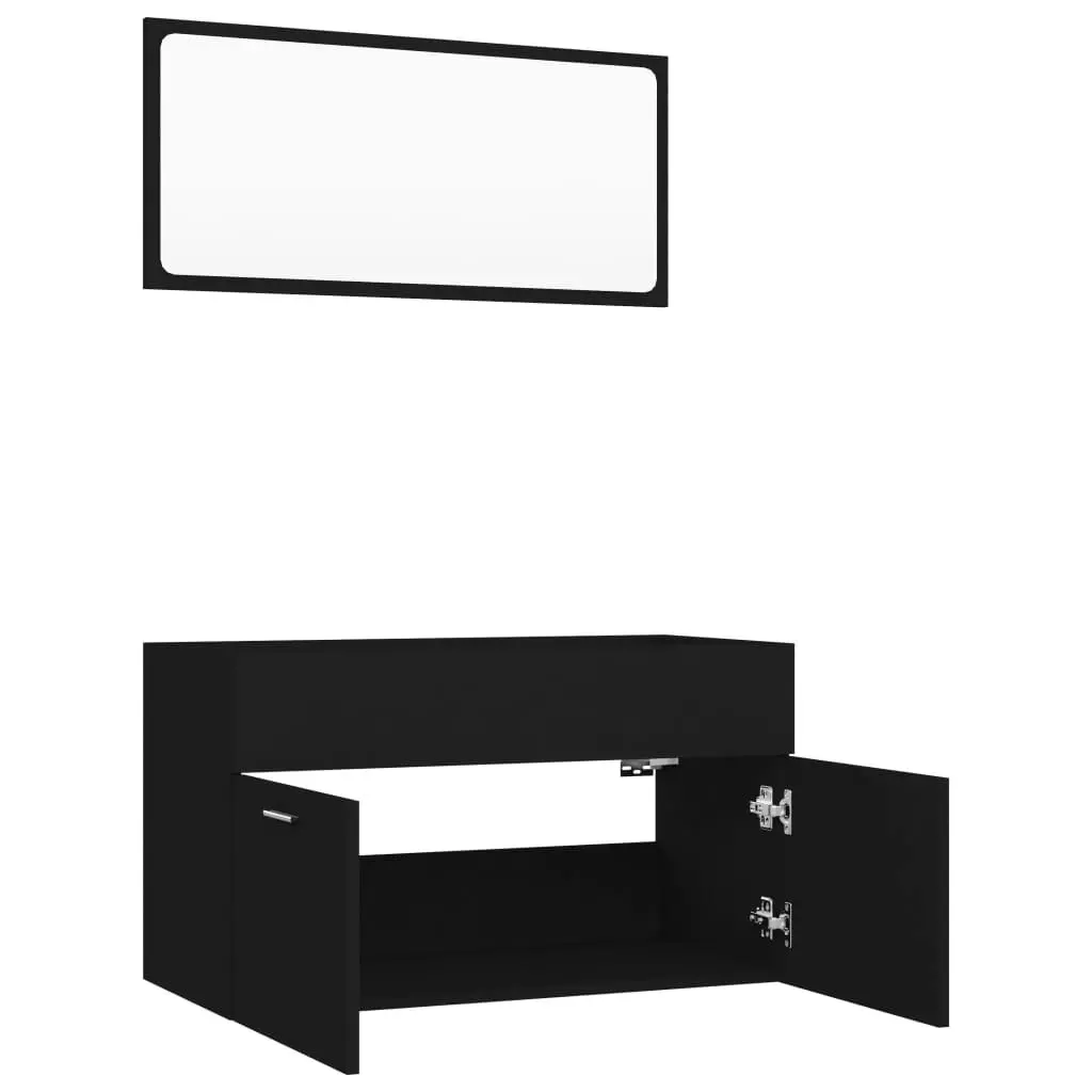 2 Piece Bathroom Furniture Set Black Engineered Wood 804792