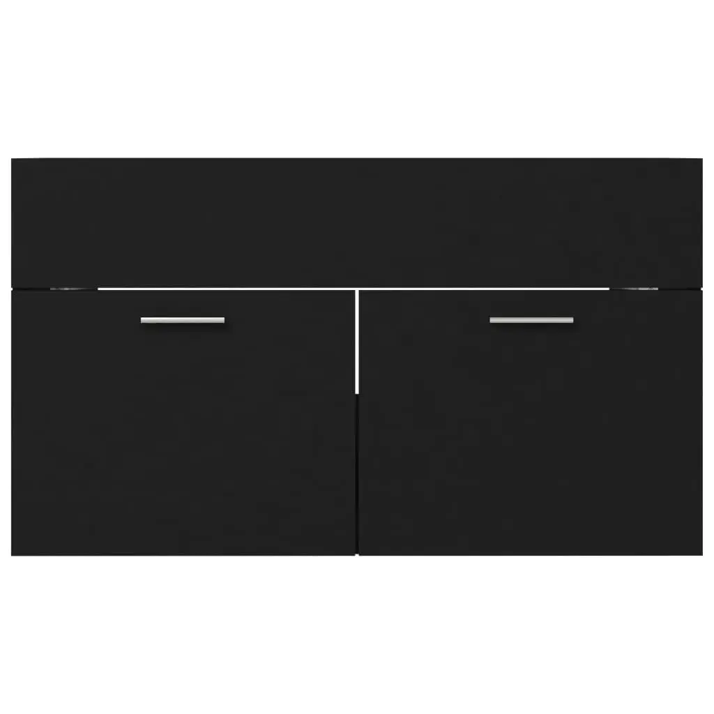 2 Piece Bathroom Furniture Set Black Engineered Wood 804792