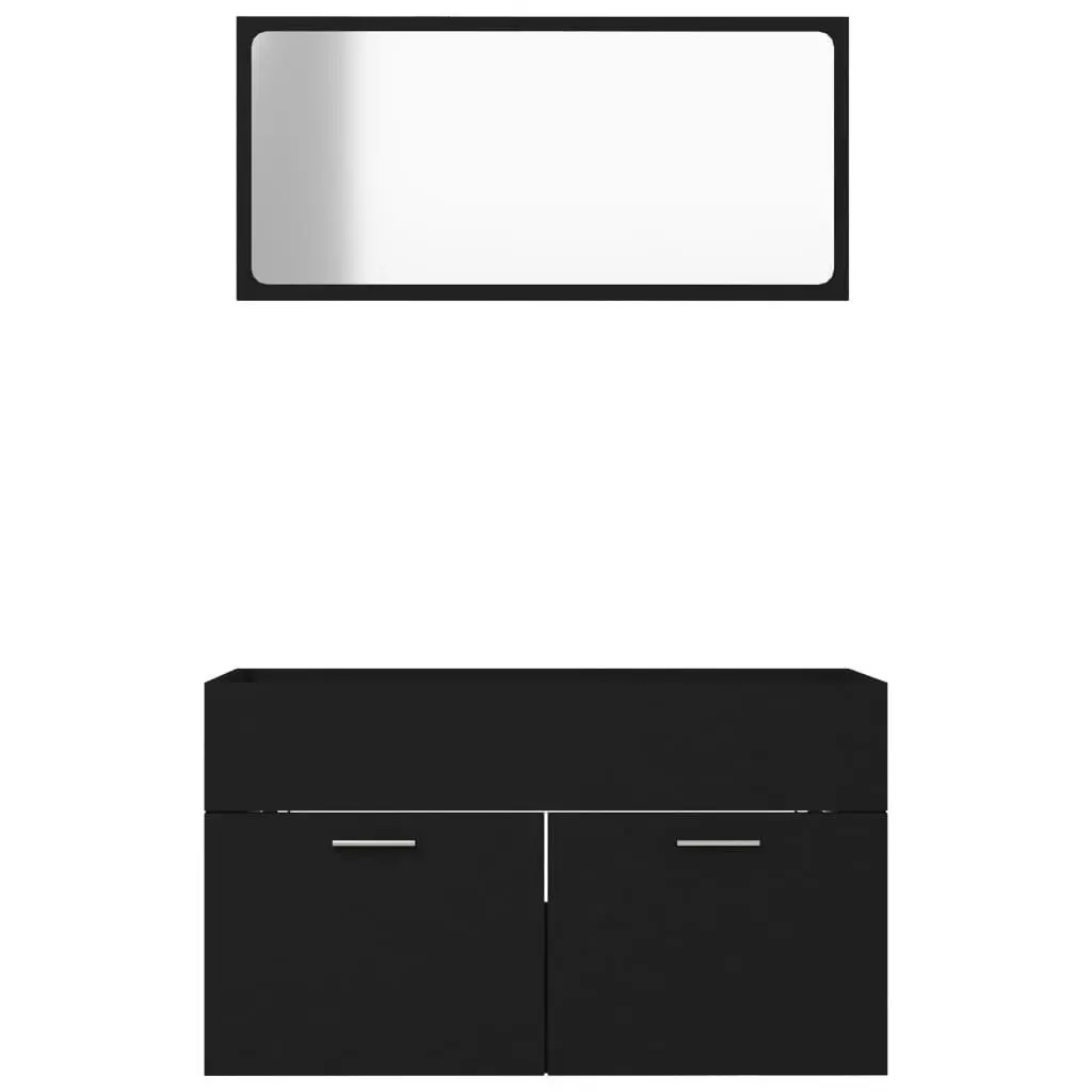 2 Piece Bathroom Furniture Set Black Engineered Wood 804792