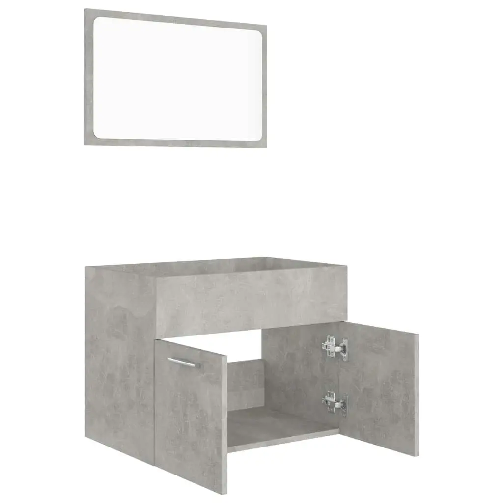 2 Piece Bathroom Furniture Set Concrete Grey Engineered Wood 804786