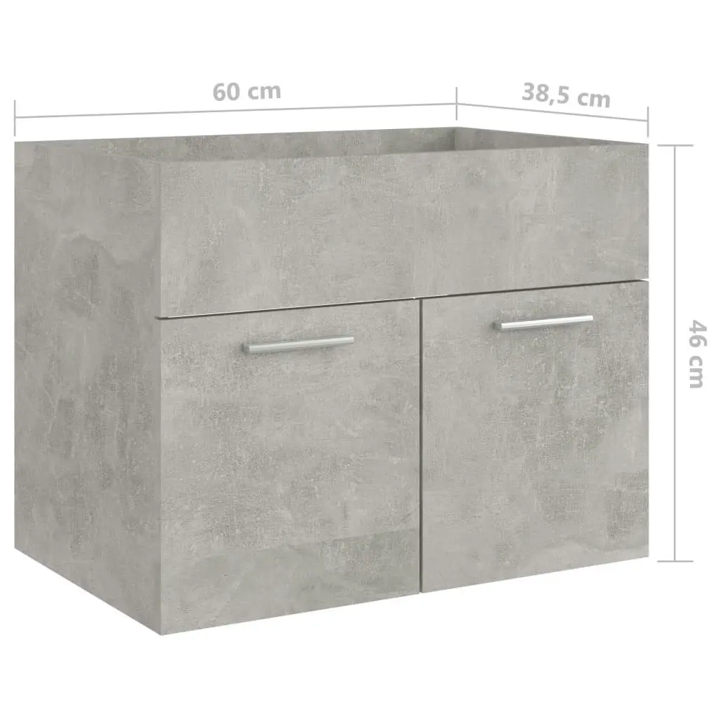 2 Piece Bathroom Furniture Set Concrete Grey Engineered Wood 804786