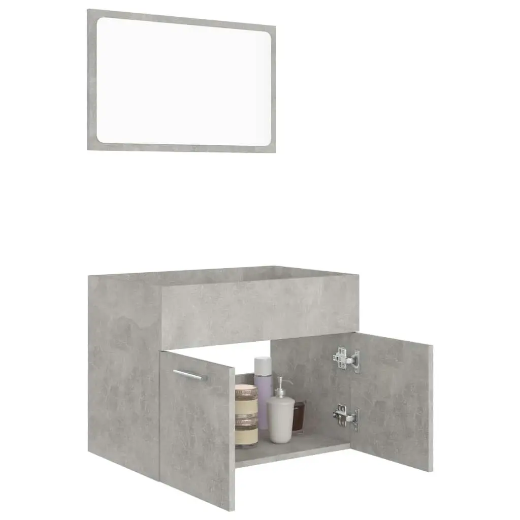 2 Piece Bathroom Furniture Set Concrete Grey Engineered Wood 804786