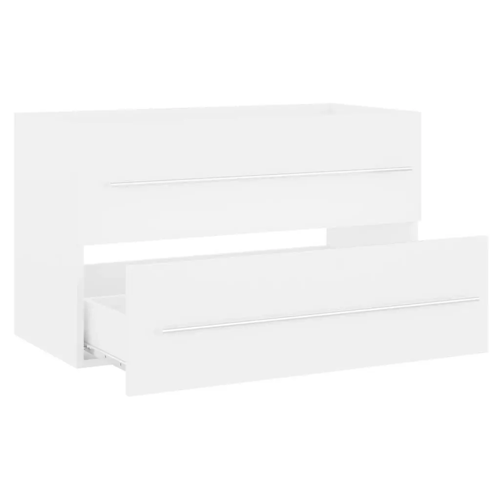 2 Piece Bathroom Furniture Set White Engineered Wood 804836