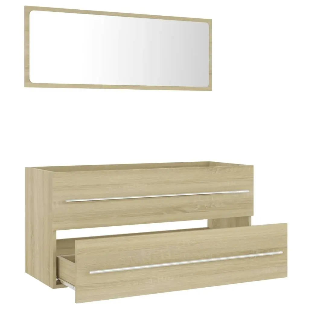 2 Piece Bathroom Furniture Set Sonoma Oak Engineered Wood 804857