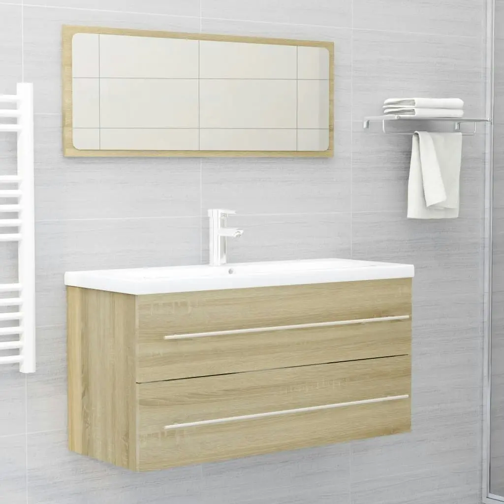 2 Piece Bathroom Furniture Set Sonoma Oak Engineered Wood 804857