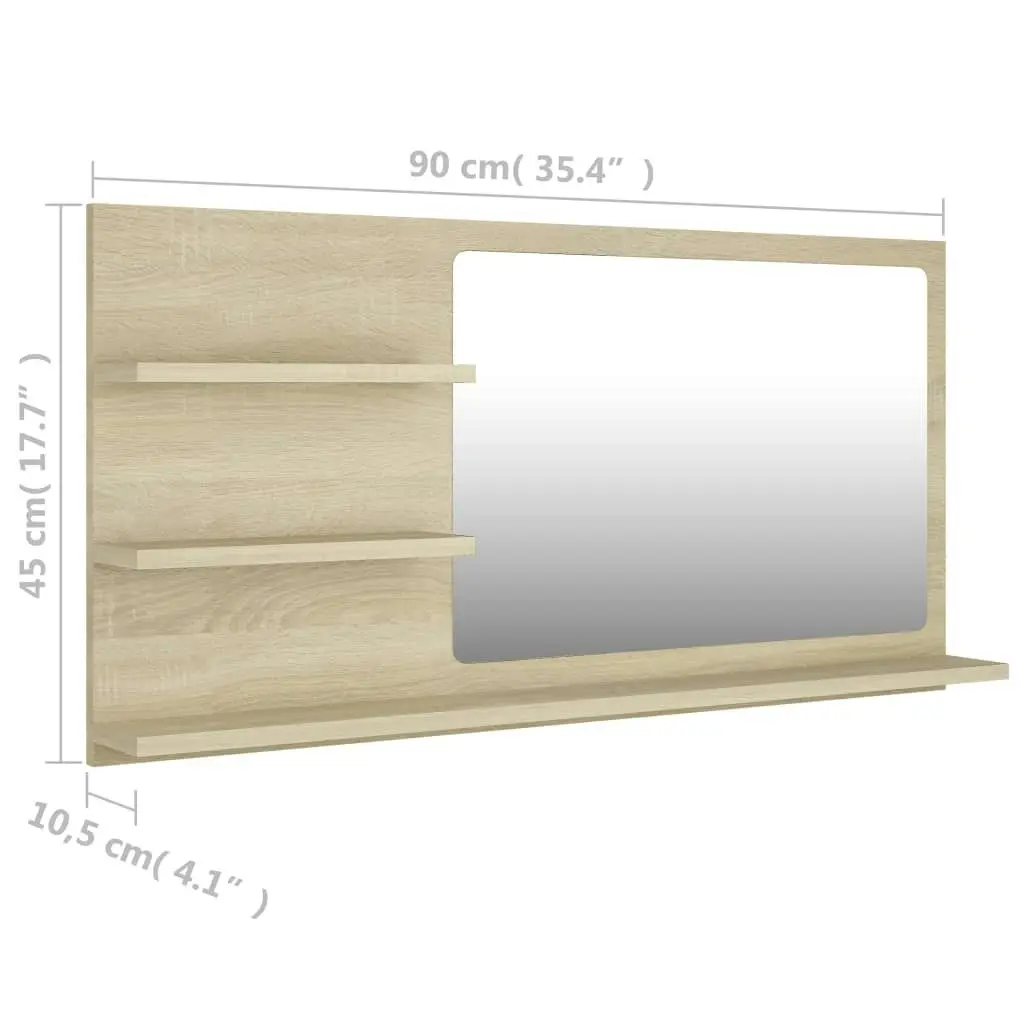 Bathroom Mirror Sonoma Oak 90x10.5x45 cm Engineered Wood 805018