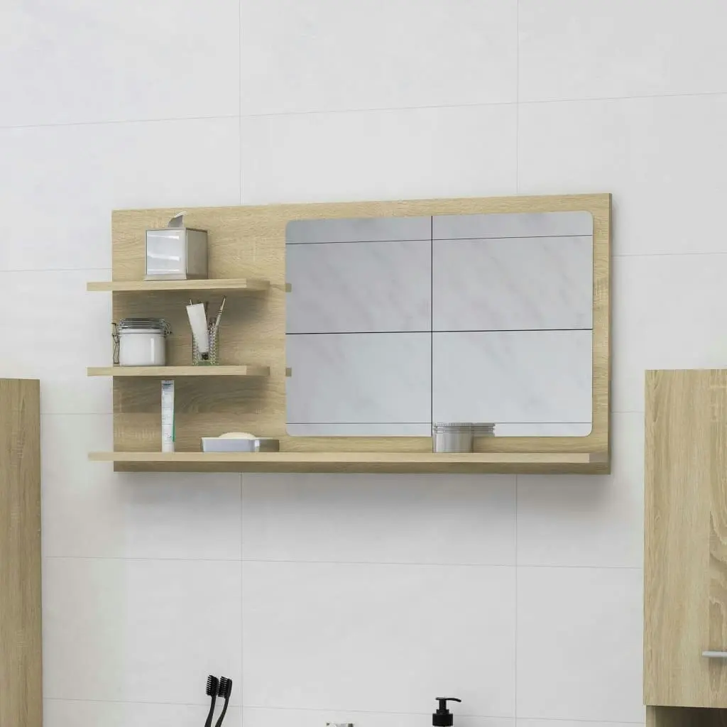 Bathroom Mirror Sonoma Oak 90x10.5x45 cm Engineered Wood 805018