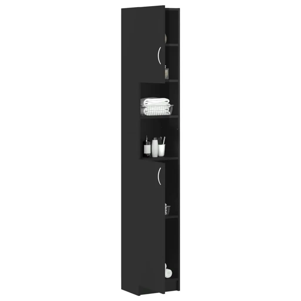 Bathroom Cabinet High Gloss Black 32x25.5x190 cm Engineered Wood 802883