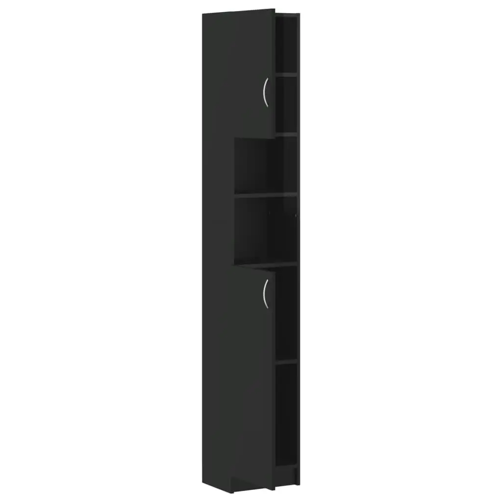 Bathroom Cabinet High Gloss Black 32x25.5x190 cm Engineered Wood 802883