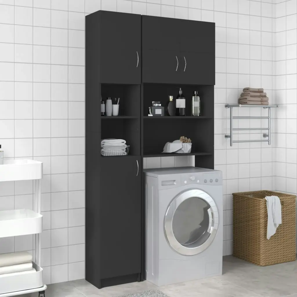 Bathroom Cabinet Grey 32x25.5x190 cm Engineered Wood 802878