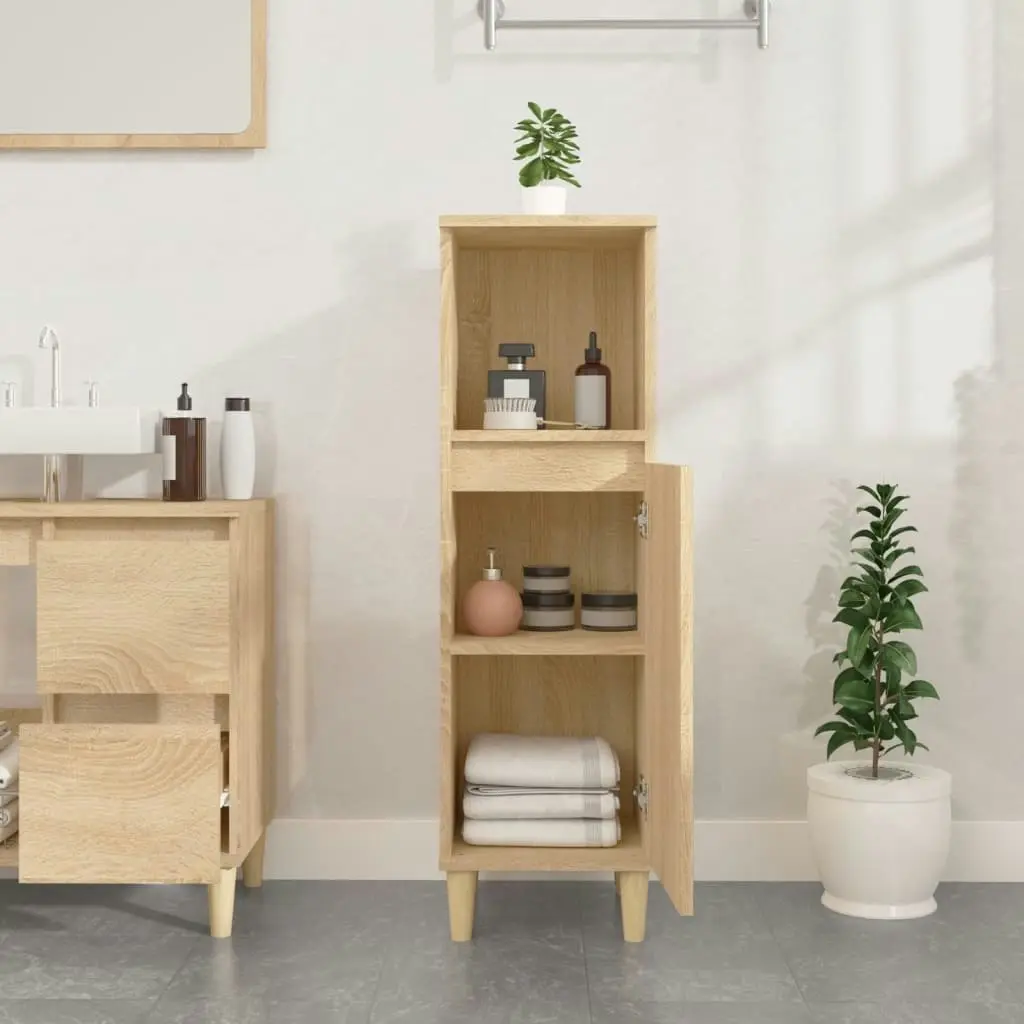 Bathroom Cabinet Sonoma Oak 30x30x100 cm Engineered Wood 819807