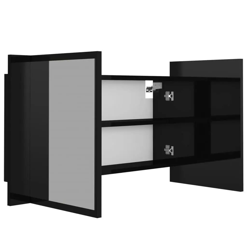 LED Bathroom Mirror Cabinet High Gloss Black 80x12x45 cm Acrylic 804970