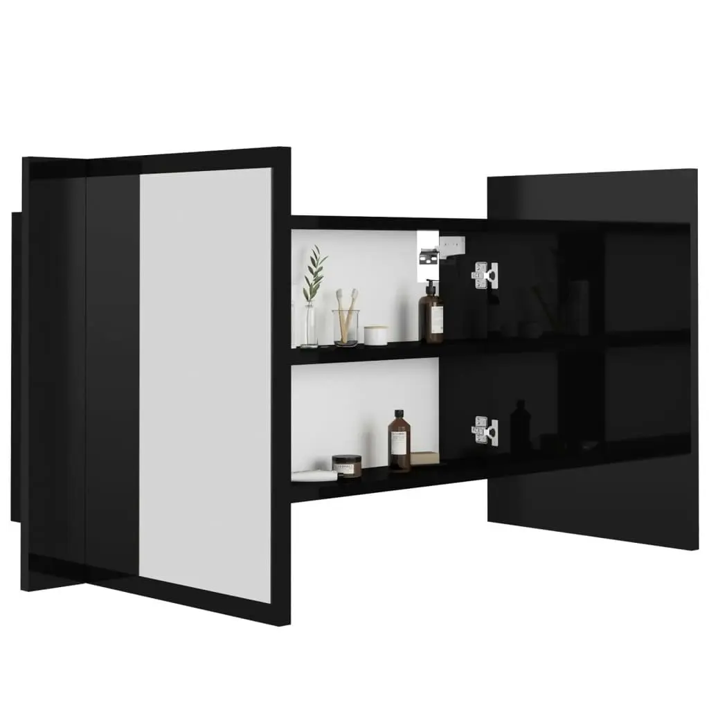 LED Bathroom Mirror Cabinet High Gloss Black 80x12x45 cm Acrylic 804970