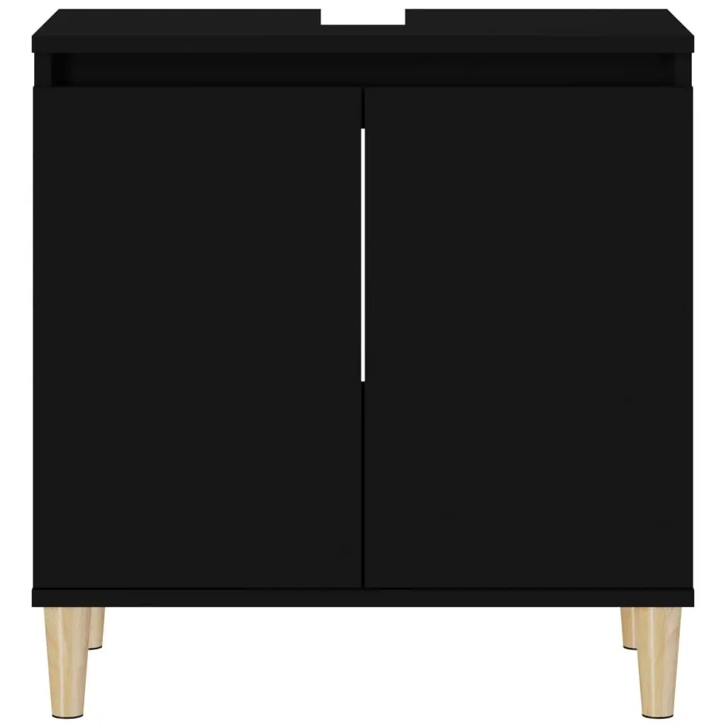 Sink Cabinet Black 58x33x60 cm Engineered Wood 821253