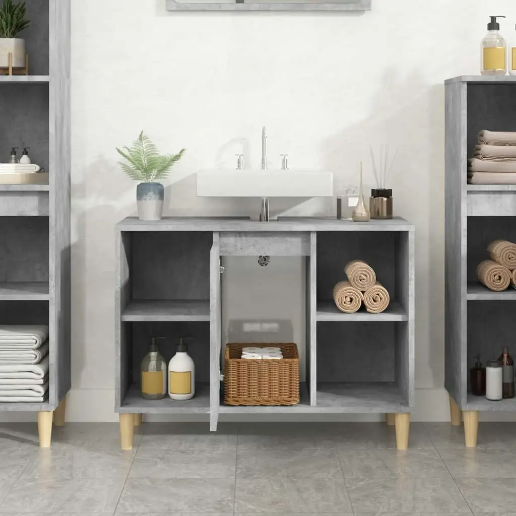 Sink Cabinet Concrete Grey 80x33x60 cm Engineered Wood 821288