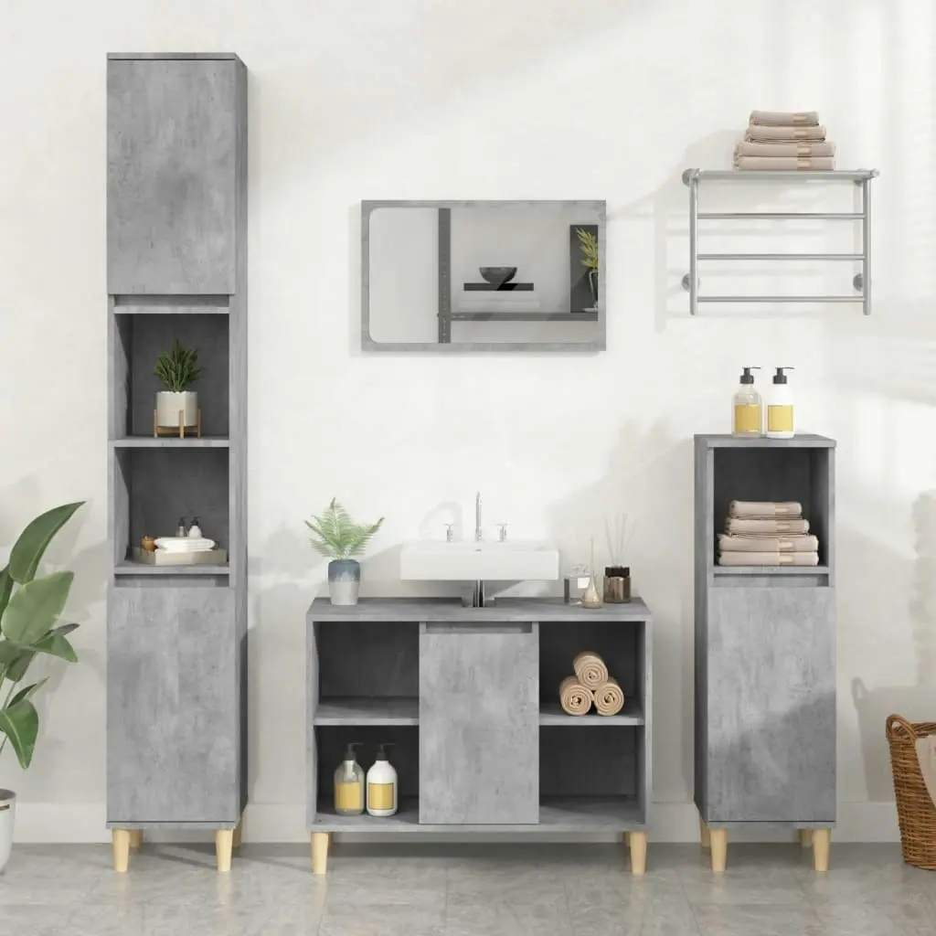 Sink Cabinet Concrete Grey 80x33x60 cm Engineered Wood 821288