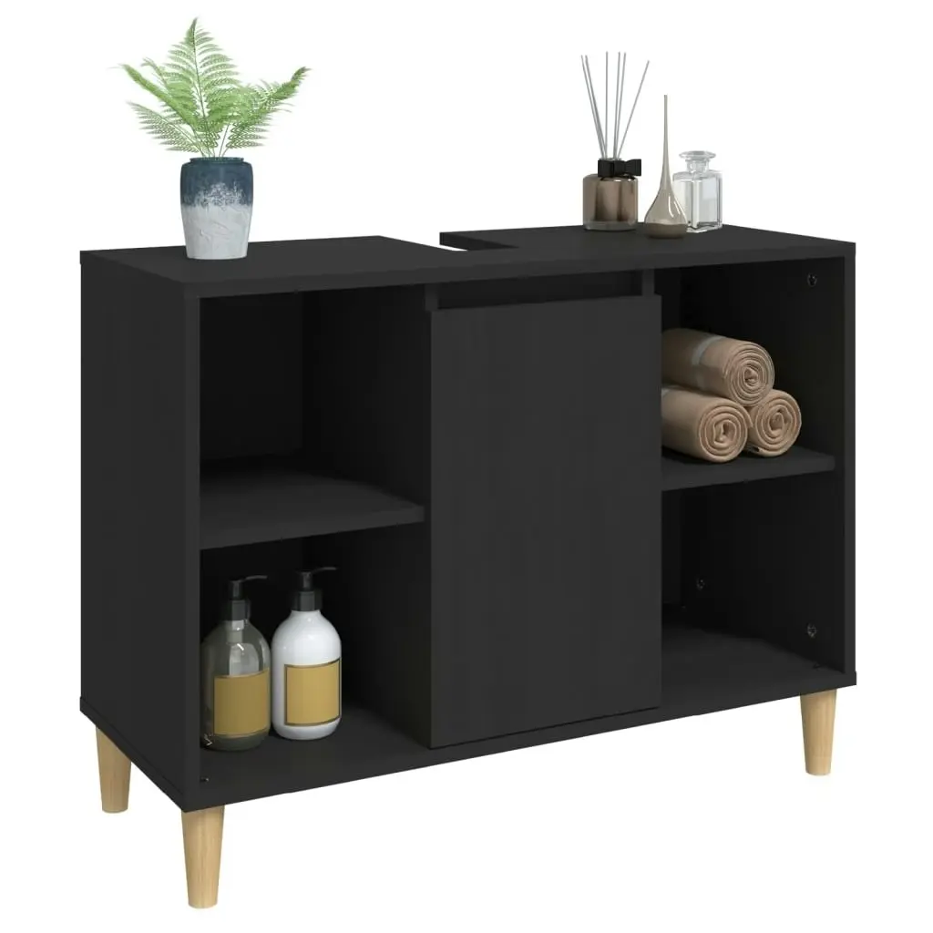 Sink Cabinet Black 80x33x60 cm Engineered Wood 821285