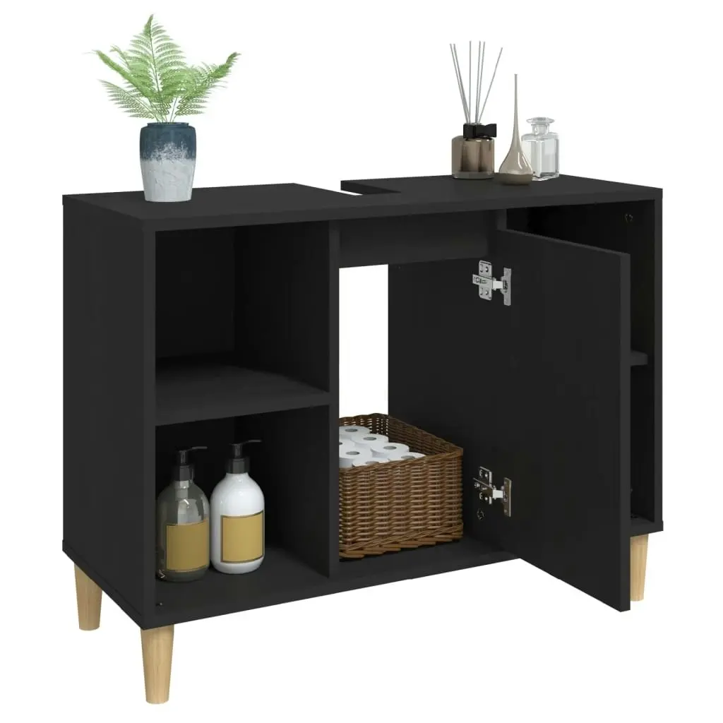 Sink Cabinet Black 80x33x60 cm Engineered Wood 821285