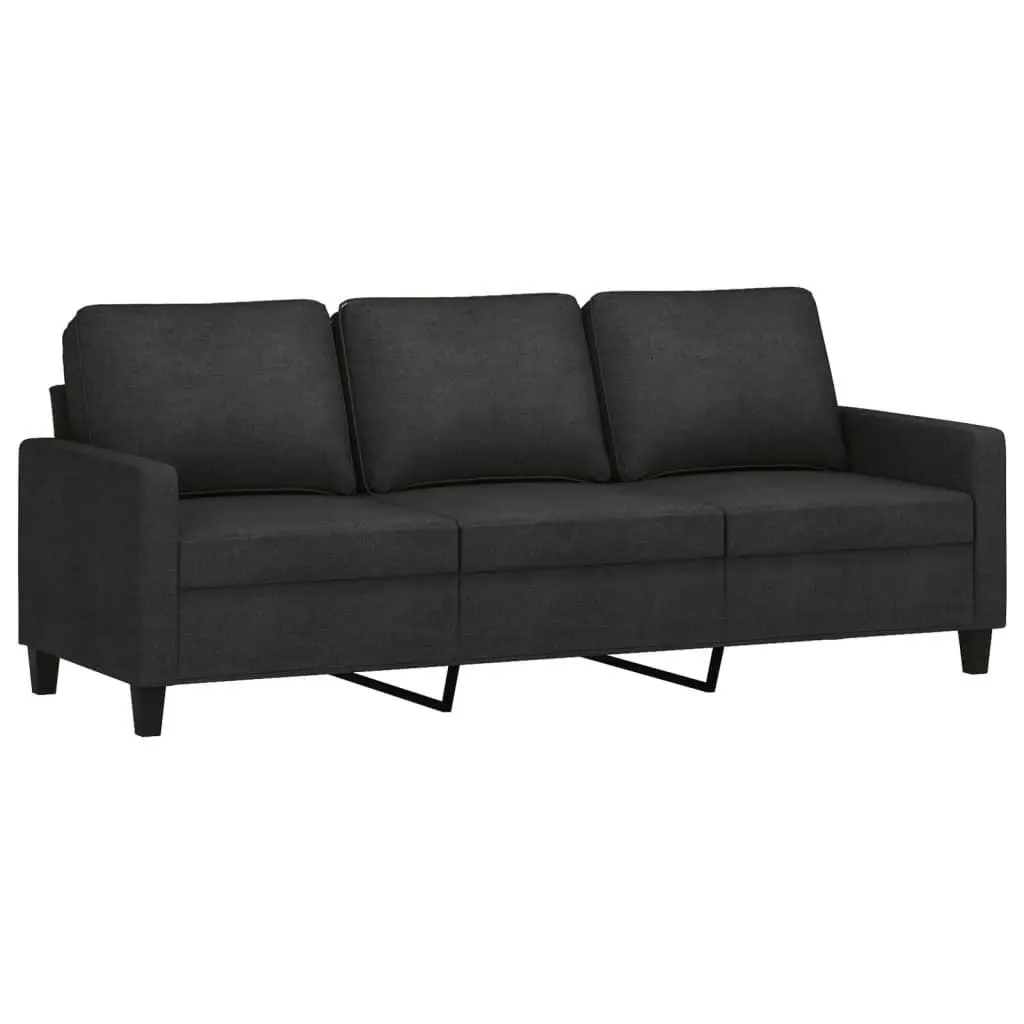 3 Piece Sofa Set with Cushions Black Fabric 3201472