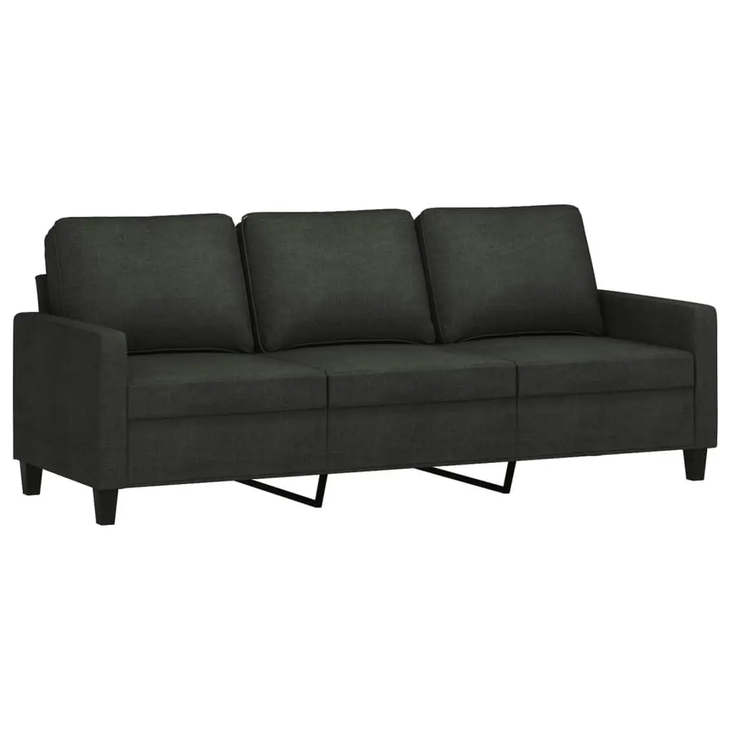 3-Seater Sofa with Footstool Black 180 cm Fabric 3201041