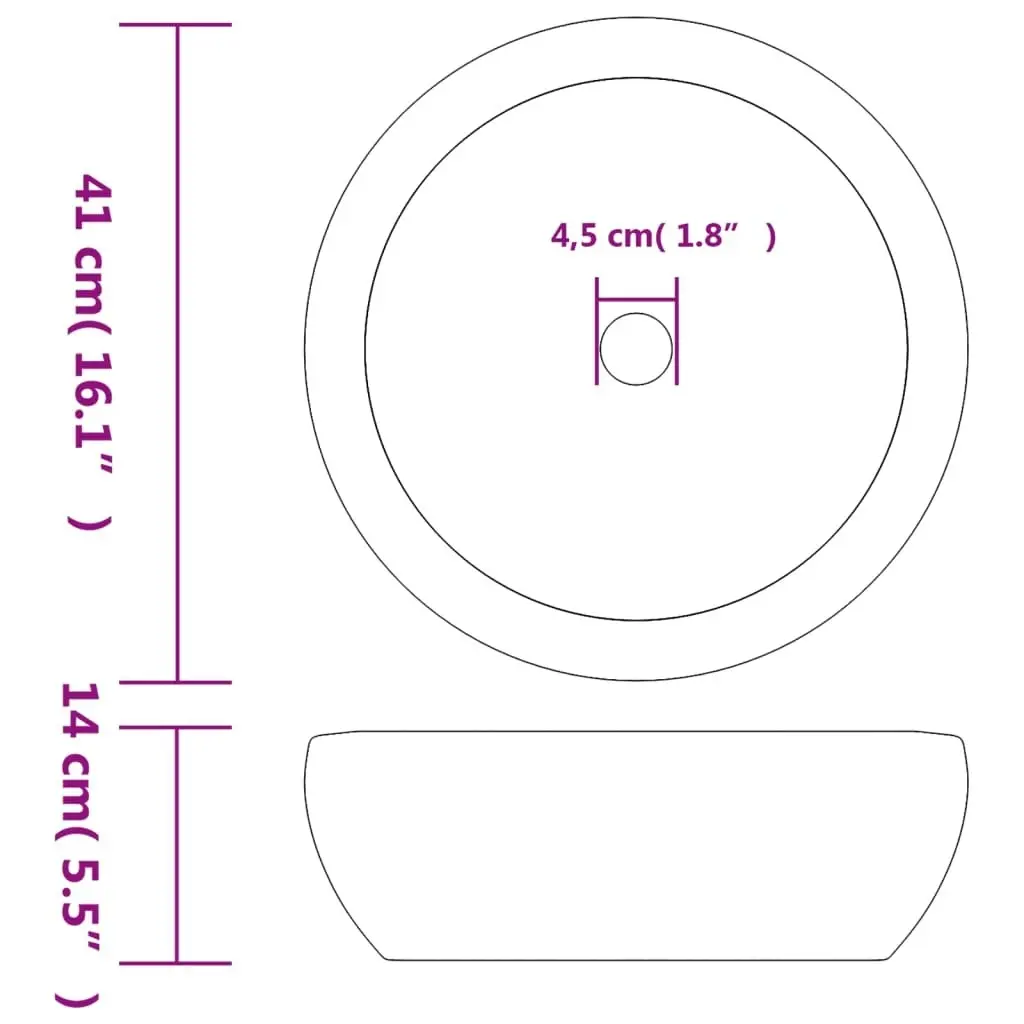 Countertop Basin Black and Brown Round Î¦41x14 cm Ceramic 155060