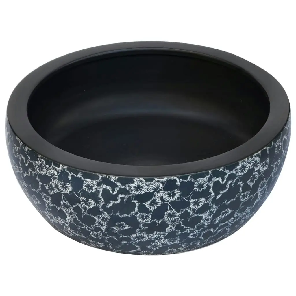 Countertop Basin Black and Blue Round Φ41x14 cm Ceramic 155065