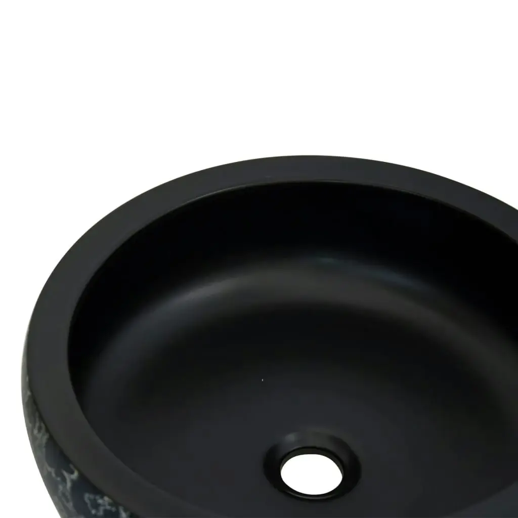 Countertop Basin Black and Blue Round Φ41x14 cm Ceramic 155065