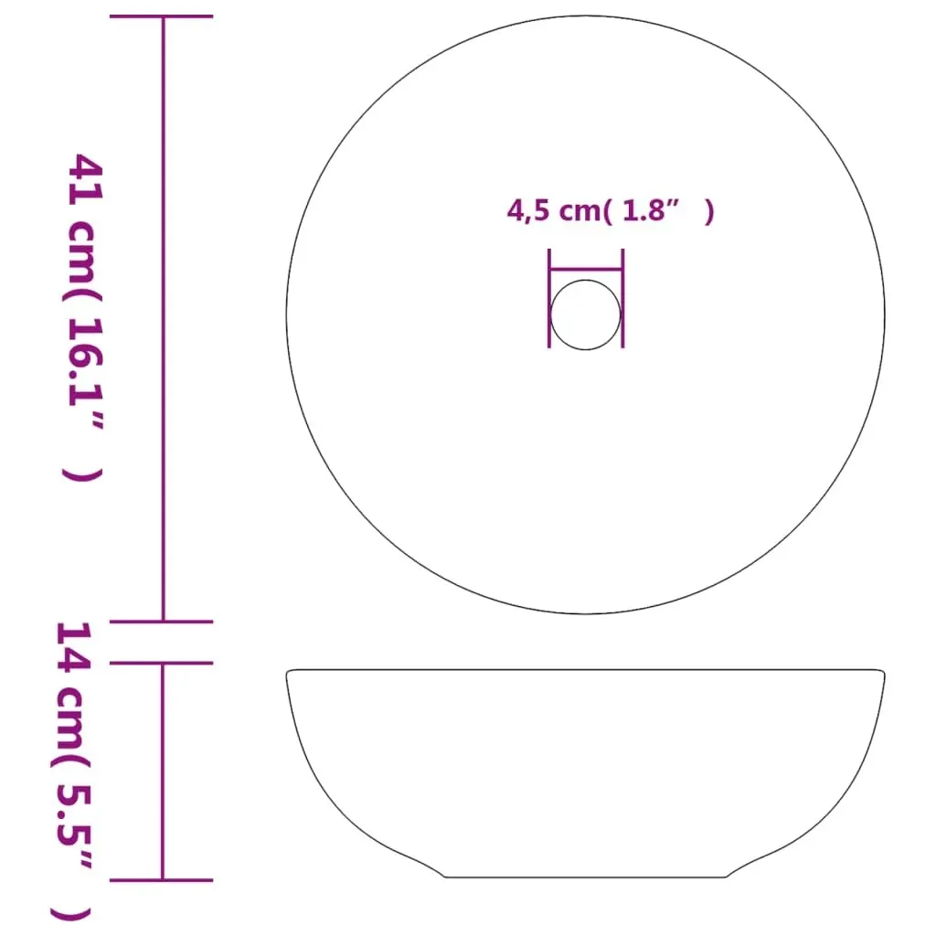 Countertop Basin Multicolour Round Φ41x14 cm Ceramic 155056