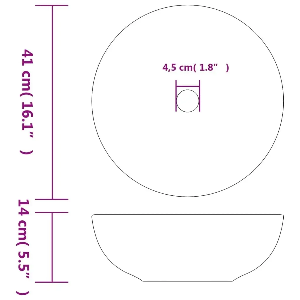 Countertop Basin Multicolour Round Î¦41x14 cm Ceramic 155054