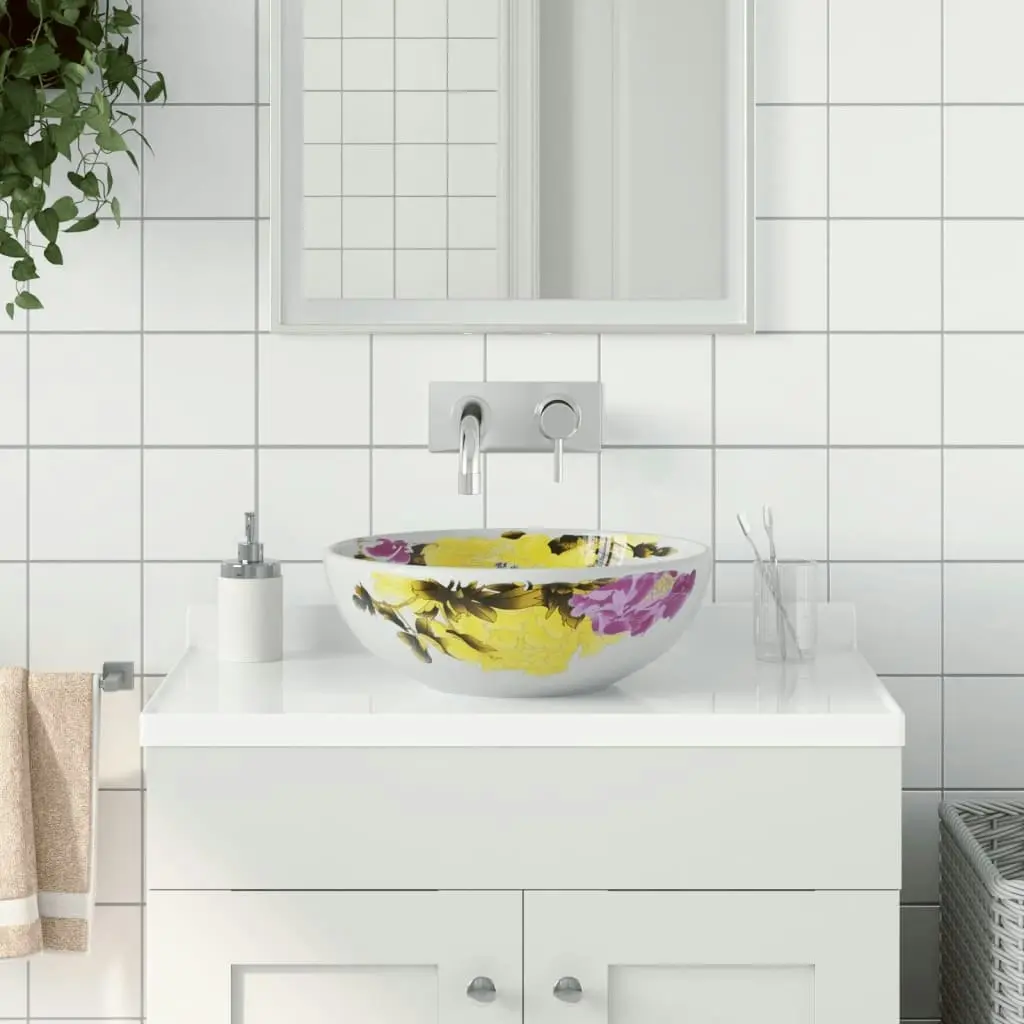 Countertop Basin Multicolour Round Î¦41x14 cm Ceramic 155054