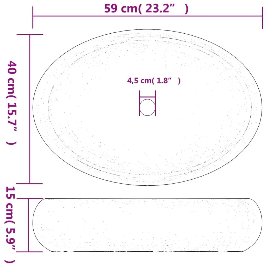 Countertop Basin Brown Oval 59x40x15 cm Ceramic 155084