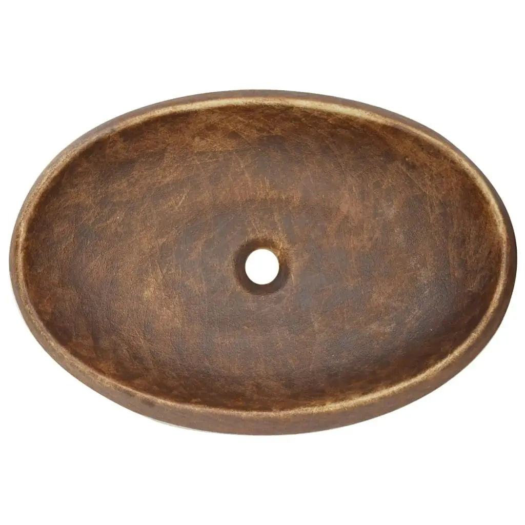 Countertop Basin Brown Oval 59x40x15 cm Ceramic 155084